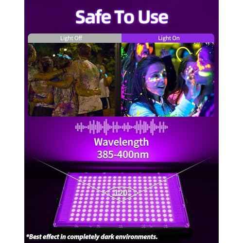 200W LED Black Lights IP66 Waterproof Black Light Outdoor with 10ft Plug+Switch, Flood Blacklight for Halloween Glow in The Dark Party Stage Light Neon Glow Birthday 2 Pack