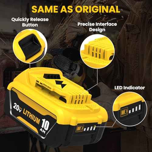 2 Pack 10000mAh Replacement for Dewalt 20V Battery Compatible with Dewalt 20 Volt Battery Lithium ion DCB200 DCB201 DCB203 DCB207 DCB206 Cordless Power Tools(Yellow)