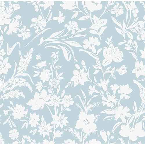 Blue White Wallpaper Peel and Stick Flower Leaf Contact Paper for Bedroom Bathroom Cabinets and Drawers Apartment Temporary Self Adhesive Removable Waterproof Boho Decorative Vinyl 17.3"x118"