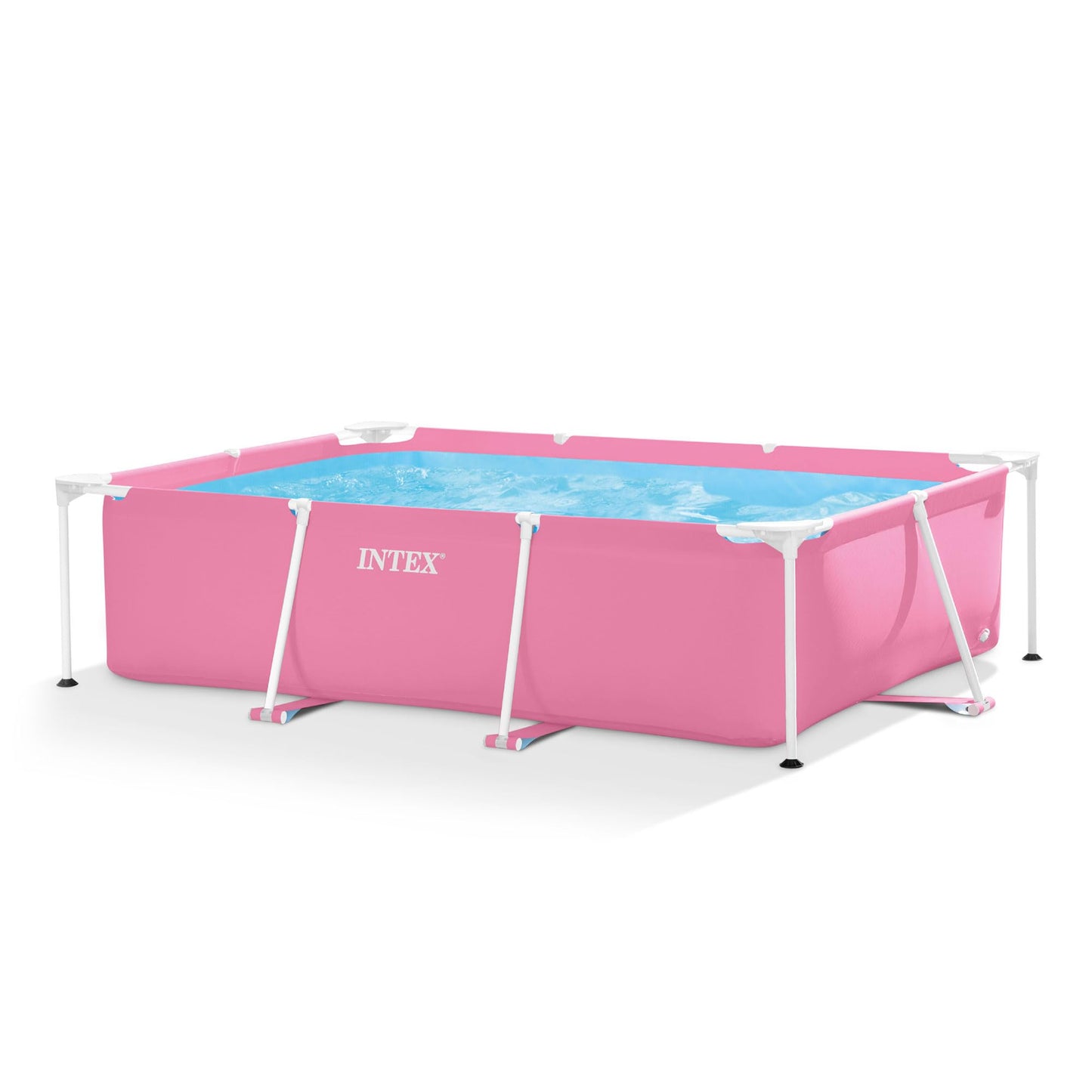 INTEX Metal Frame 7 ft x 5 ft x 23.5 in Above Ground Pool Set, Rectangular Swimming Pool with Steel Frame