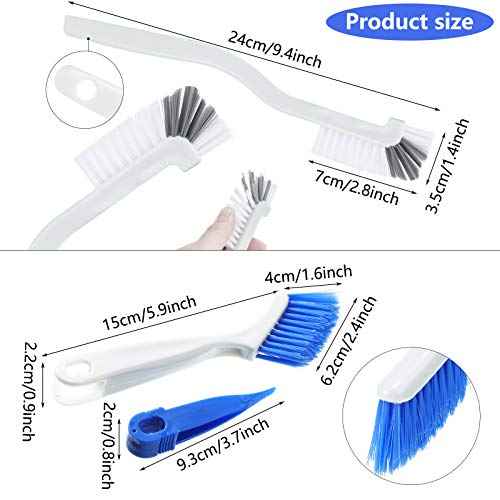 Patelai 4 Pieces Cleaning Brush Sets Small Scrub Brush Household Use for Cleaning Bottle Sink Kitchen Sink Corner Dish Edge Grout Bathroom Sliding Door Window Track(White, Blue)