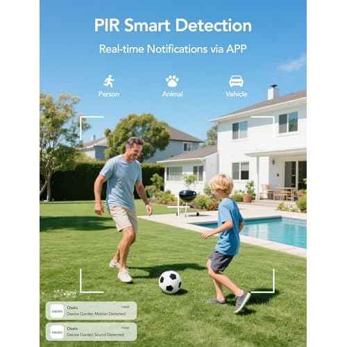 GNCC Solar Cameras for Home Security, 2K HD Security Cameras Wireless Outdoor, Battery Powered Outdoor Camera, Color Night Vision, PIR Detection, Alarm, IP65 Waterproof, 2-Way Talk, 5G & 2.4Ghz WiFi
