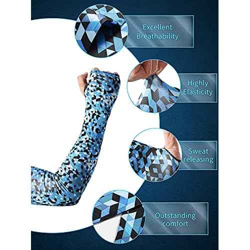20 Pairs Sun Protection Arm Sleeves Fingerless Gloves Unisex Arm Covers Ice Silk Cooling Sleeves Protective Non-Slip Arm Sleeves for Outdoor Sports Running Cycling Driving, 20 Colors