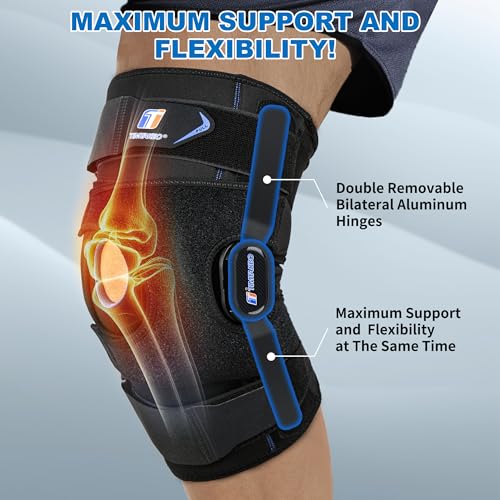 Hinged Knee Brace, Knee Braces for Knee Pain with Dual Metal Side Stabilizers and GEL Patella, Knee Support for Relieve ACL, MCL, Meniscus Tear, Arthritis, Tendon Pain, Knee Brace for Men and Women