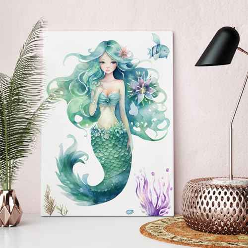 Mermaid Wall Decals Glow in The Dark Mermaid Wall Stickers Glow in The Dark Under The Sea Wall Decals for Kids Baby Bedroom Nursery Classroom Bathroom Mirror Decor