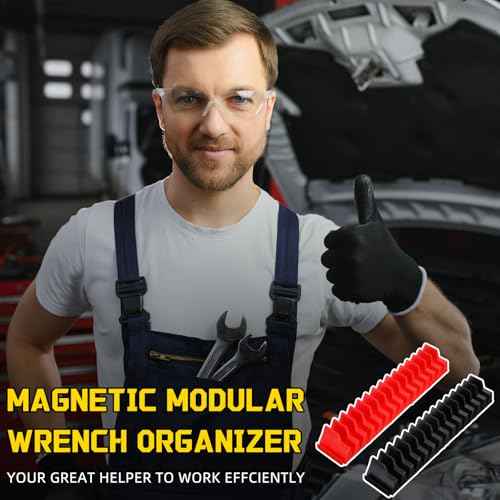 72 Pcs Modular Wrench Organizer for 80 Wrenches Wrench Holder Storage 2 Sets Magnetic Modular Tool Socket Organizer for Tool Box Drawer Organization and Storage(Red, Black)