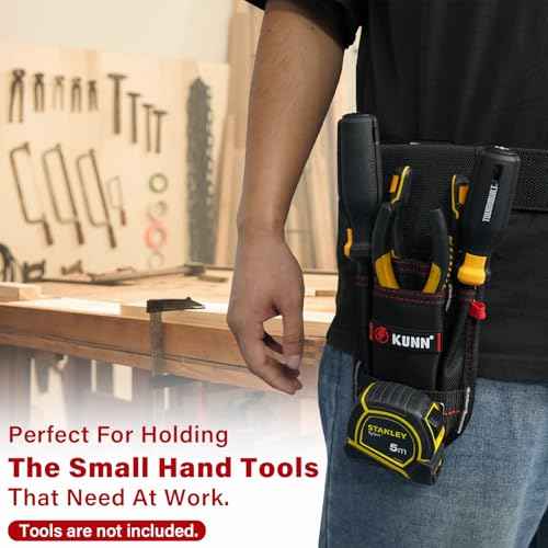 KUNN Small Tool Pouch with Belt Clip Utility 4-Pocket Pouch Holster Lightweight Small Tool Belt Pouches for Carpenters, Technicians