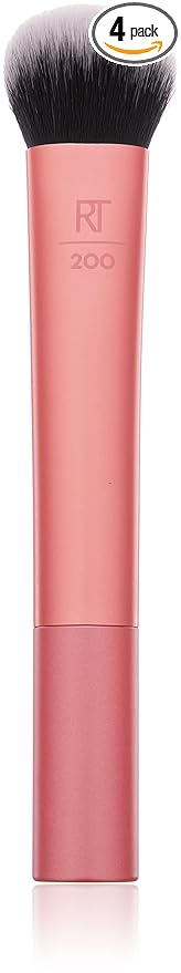 Real Techniques Professional Foundation Makeup Brush for Even Streak Free Application, Orange, (Pack of 4)