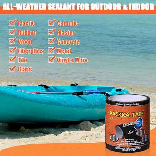 Duct Tape Flexible Rubberized Waterproof Tape, Strong Adhesive Duct Tape Black Tape Heavy Duty and Weather Resistant for Indoor Outdoor Repairs, 4¡¯¡¯ x10¡¯, 1 Pack