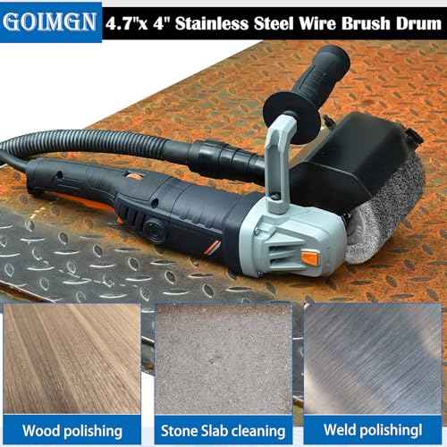 4.7"x 4" Stainless Steel Wire Brush Drum,0.3mm Drawing Wheel Wire Wheel Burnishing Tool,Surface Conditioning Tool Drum for Metal Surface Polishing Grinding Rust Removal-3/4 Quad Keyway