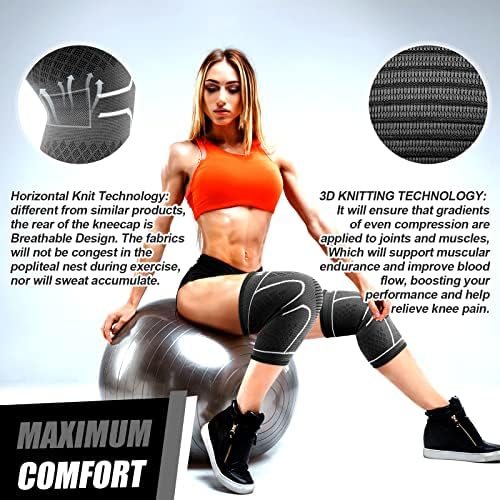 NEENCA Knee Braces for Knee Pain Women & Men -2 Pack Knee Sleeves for Knee Pain Set, Knee Brace Compression Sleeves, Knee Support for Sports, Running, Meniscus Tear, ACL, PCL, Arthritis Pain Relief...