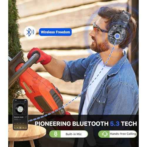 Bluetooth Wireless Headphones, Noise Canceling Hearing Protection for Work, Lawn Mowing, Construction, 1200mAh Rechargeable Ear Muffs, Includes Carrying Bag& USB Cable£¨Gray Camouflage£©