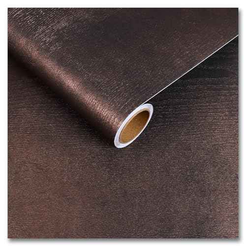 CRE8TIVE Metallic Brown Wood Contact Paper Peel and Stick Faux Wood Look Wallpaper Removable Self Adhesive Vinyl Wallpaper 12"x80" Brown Contact Paper for Countertops Waterproof Shelves Desk Table Top
