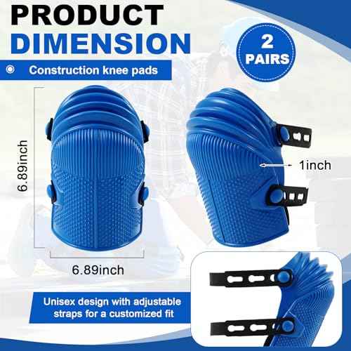 Soulchen 2 Pairs Construction Knee Pads for Men Women Heavy Duty Support Knee Pads for Work with Flexible Plastic and Thick Foam Cushion Adjustable Thigh and Shin Straps for Roofing Flooring Gardening