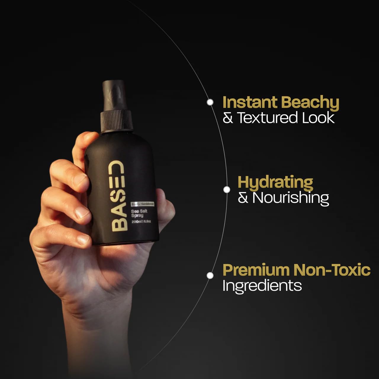 BASED Sea Salt Spray, Natural Finish Sea Salt Spray for Hair, Volume & Texture, Infused with Kelp & Vitamin B5, Light & Non-Greasy, Paraben Free, No Drying Alcohols, 6.8 oz (Pack of 2)"