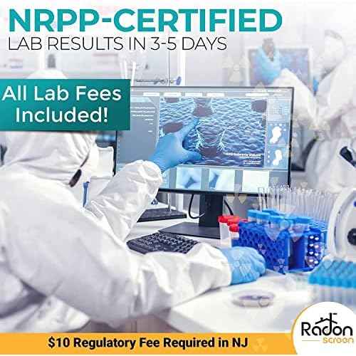 RadonScreen Radon Detector for Home Test Kit, EPA-Approved Radon Gas Detector NRPP-Certified LAB Analysis for Household Air Quality, Quick Turnaround Time, Easy to Use, Lab Fees Included
