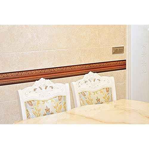 3D Wood Grain Self Adhesive Peel and Stick Waterproof Wall Border Easy to Apply Home Decor Bathroom Kitchen 4 Inch by 16.5 Feet (Dark Brown)