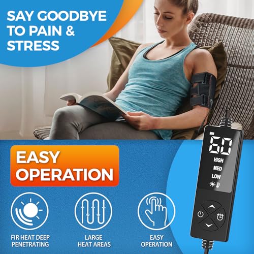 sticro Upper Arm Heating Pad for Bicep Tendonitis Pain Relief, Heated Arm Wrap for Biceps & Triceps Muscle Strains, Adjustable Bicep Brace with 3 Heat & 5 Timers Settings for Men/Women (S/M)