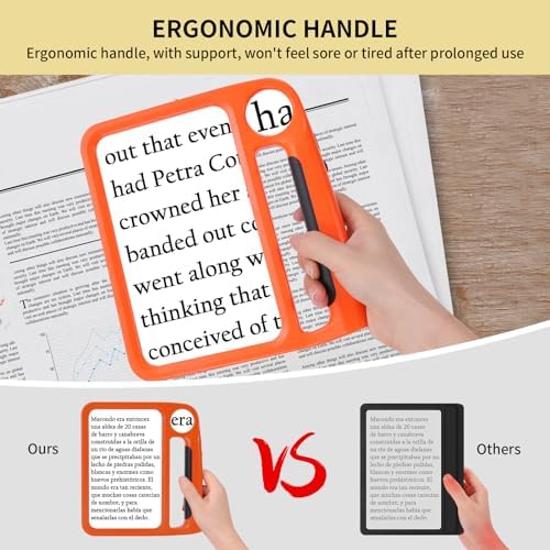 5X 10X Full-Page Magnifying Glass with Light, Rechargeable Handheld Magnifier with 3 Light Modes, 48 Lights, Clean Cloth Ideal Gift for Seniors Reading Books Inspection
