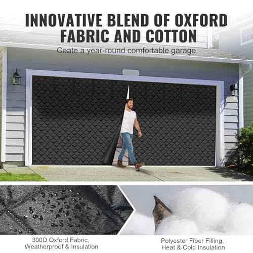 VEVOR 16x7FT Garage Door Insulation Kit for Winter, Magnetic Thermal Insulated Garage Curtain Screen Cover for 2 Cars (Waterproof Windproof Soundproof)