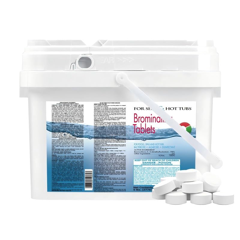 5 LBs Bromine Tablets for Hot Tubs & Spas –1 inch Fast Dissolving, Low Odor, Long-Lasting