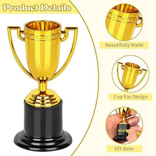 WINKIO Mini Trophies,Gold Trophy Award, Plastic Trophies for Kids, 4 Inch Trophy Cups, Award Trophies for Party Favors, Props, Rewards, Winning Prizes, Competitions Ceremony Parties Favor