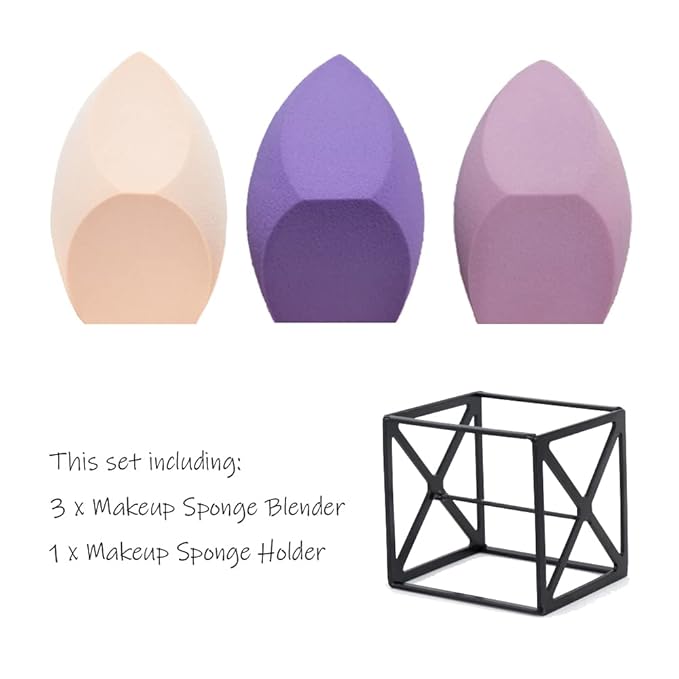 Makeup Sponge Blender & Holder, SOFT Beauty Makeup Blender Puff Foundation Face Sponges Set, Applicator Beauty Blending Blenders with 1 Sponge Holder, Concealer Sponge for Liquid Powder Sunscreen