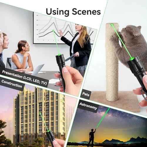 [2 Packs] Professional Rechargeable Green Laser Pointer High Power Green Beam Laser Light Long Distance Range for TV/LED/LCD Screens Tactical Flashlights Presentation Office/Outdoors [004](2)