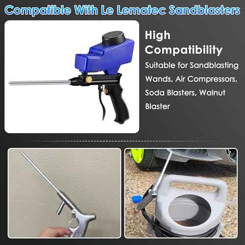 Feekoon Sand Blaster Long Nozzle Compatible with Le Lematec, Sandblasting Nozzle Tip Adapter for Soda and Walnut Blaster, Air Compressor, Abrasive Media Blasting Wand Accessory for Spot Blasting