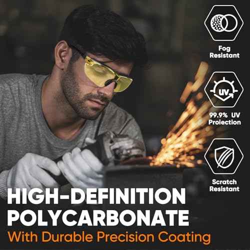 TICONN Anti-Fog Safety Glasses for Men and Women, ANSI Z87.1 Scratch Proof Eye Goggles with Adjustable Arms and UV Protection