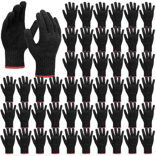 Sintuff 100 Pairs Gloves Cotton Liners for BBQ String Knit Polyester Safety Gloves for Cooking, Grilling