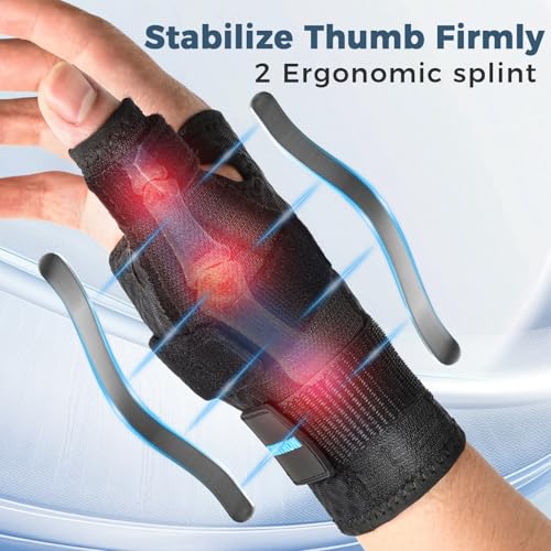 Wrist and Thumb Brace Finger Splint Left/Right Hand, Lightweight Hand Brace for Arthritis Carpal Tunnel with Thumb Support, Thumb Spica Splint for De Quervains Tenosynovitis, CMC Joint