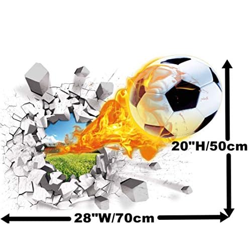 U-Shark 3D Self-adesive Removable Break Through The Wall Vinyl Wall Stickers/Murals Art Decals Decorator Kid's Favor (Soccer (2 Sheets of 28"w X 10"h/70x25cm))