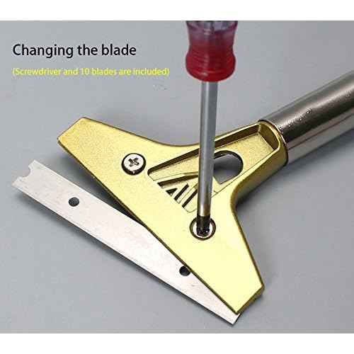 Wide 4" Long 12-1/2'' (32cm) Razor Blade Sticker Paint Gum Scraper Remover for Window, Long Handle Stove Oven Cleaner Glass Tile Windshield Granite Wall Cleaning Hand Tool, SCRP-B