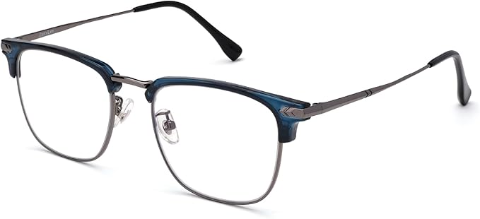 ZanyLen Blue Blocker Glasses for Men Metal Browline Computer Gaming Glasses Filter Blue Ray