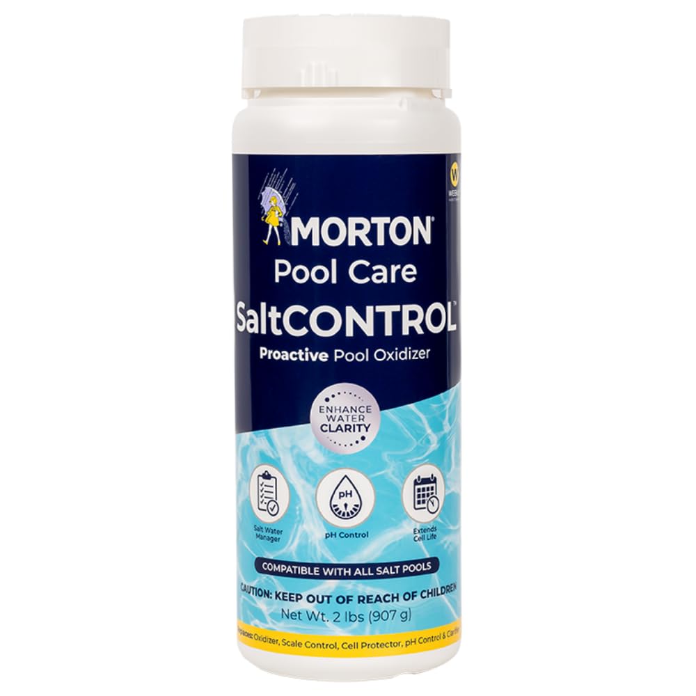 Morton SaltCONTROL | 5-in-1 Pool Enhancer for pH Balance, Scale Prevention & Water Clarity | Compatible with All Pool Types | Weekly Use | 32oz