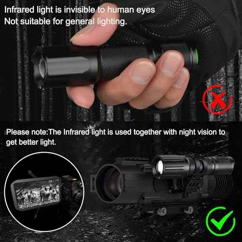 ULTRAFIRE IR Illuminator Flashlight,850nm LED IR Flashlight for Night Vision,Long Range Mini Tactical Infrared Illuminator,Focus Adjustable for Night Hunting, Observation, Search X1Pro