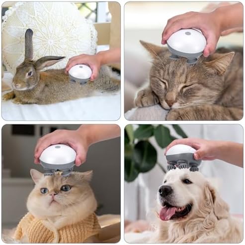 Upgraded Handheld Pet Massager for Dogs and Cats, Electric Cat Massager Dog, with 4 Rotatable Heads, Three Modes, for Relieving Tight Stiffness Muscles, Promote Bonding