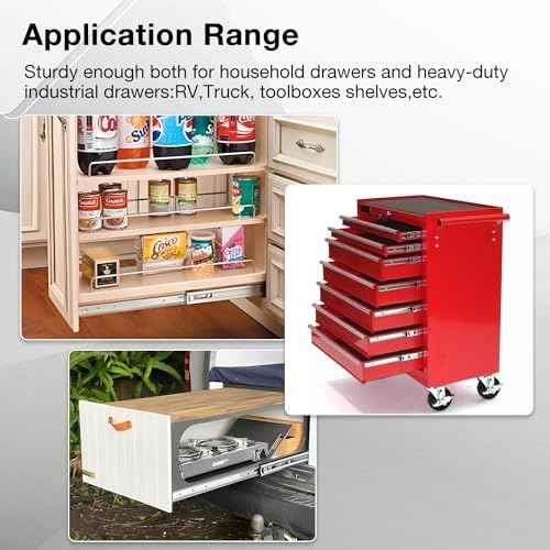 Heavy Duty Locking Drawer Slides Full Extension Runners with Lock 12 14 16 18 20 22 24 26 28 30 32 34 36 38 40 Inch Side Mount Ball Bearing Rails Track Glides 150 Lbs (Without Lock, 28 inch)