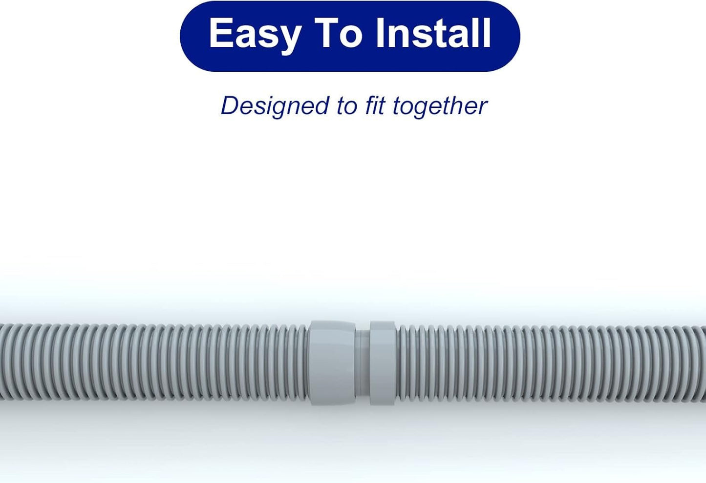 Poolvio Pool Vacuum Hose 40 Feet (12 x 40 Inch), 1.5 Inch Cuffs, Compatible with Most Inground Pool Automatic Cleaners, Gray