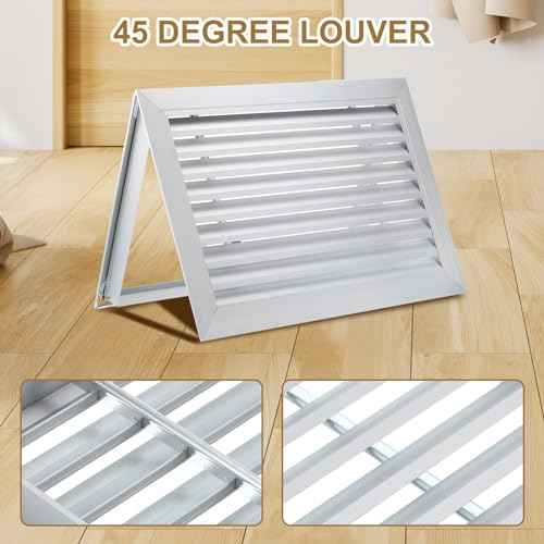 PATIKIL Door Air Vent Cover, 20 x 12 Inch, Aluminum Grille Ventilation Cover, Louvered Door Vent Grille, for Cabinet Wardrobe Door, Silver Tone