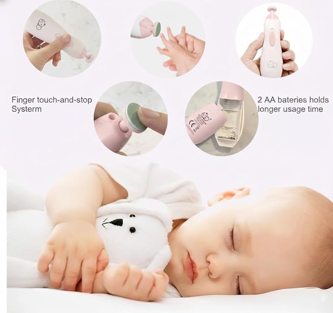 Royal Angels Upgraded 21 in 1 Baby Nail Trimmer with Labeled Case, 13 Extra Replacement Pads, Safe Electric Baby Nail File Kit for Newborns & Toddlers, Whisper Quiet Nail Clipper with LED Light (Pink)