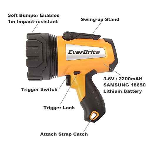 EverBrite LED Rechargeable Spotlight Flashlight 1000 Lumens Dimmable Ultra-Bright Outdoor Light
