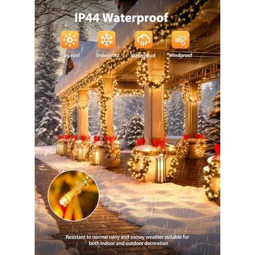 Minetom Christmas Lights Outdoor Cluster Lights - 1000 LED 50 Ft Christmas Firecrackers String Lights, 12 Modes Timer Waterproof Plug in Twinkle Fairy Light for Xmas Tree Garland Party, Warm White