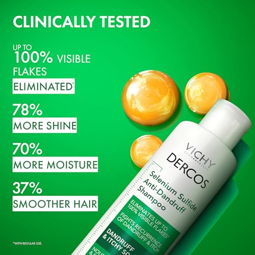 Vichy Dercos Anti Dandruff Shampoo, Dry Scalp Treatment and Itch Relief. Prescription Strength Comparable to 2% Ketoconazole, for Mild to Severe Dandruff-Prone Hair & Flaky, Itchy Scalps, 6.76 Fl. Oz
