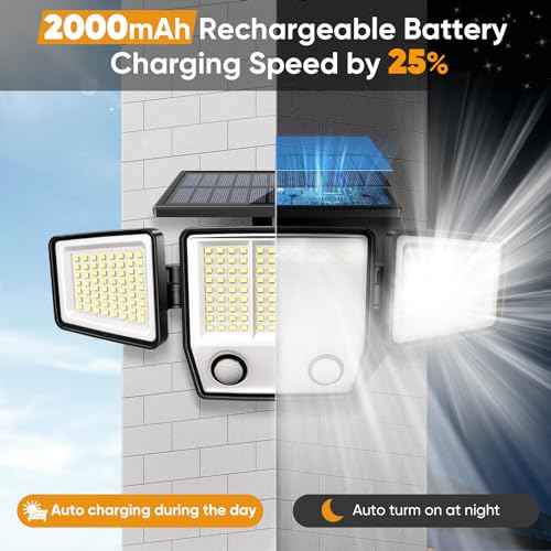 Solar Motion Sensor Outdoor Lights Waterproof - 3000LM 3 Modes Security Lights Outdoor 270¡Æ Illumination IP65 LED Solar Flood Wall Light for Garden Yard Patio Pathway (Modern, 3)