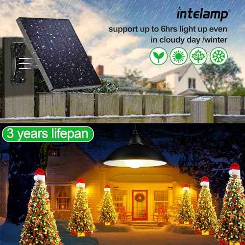 intelamp Solar Pendant Lights Indoor Outdoor, 2 Packs 4000mAh Gazebo Shed Chandeliers with Remote All Day/Night Mode 16.4Ft Hanging Warm White Lighting for Outside Barns Chicken Coop