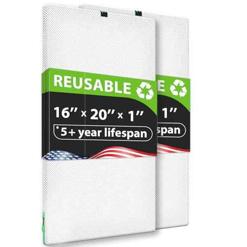 REair 16x20x1 Air filter Pro Kit, Washable and Reusable Air Filter 16x20x1 for AC HVAC Furnace, MERV 8 Air Filters Machine Washable & Dryer Friendly, AC Furnace Air Filter, Include 2 Filters&1 Frame