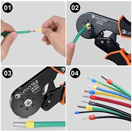 Hexagonal Ferrule Crimper Tool AWG28-5 (0.08-16mm©÷), Lytool Wire Ferrule Crimping Tool, Self-Adjustable Ratchet Wire Crimping Pliers for Wire Ferrules Terminals Connector Kit, Cables End-sleeves