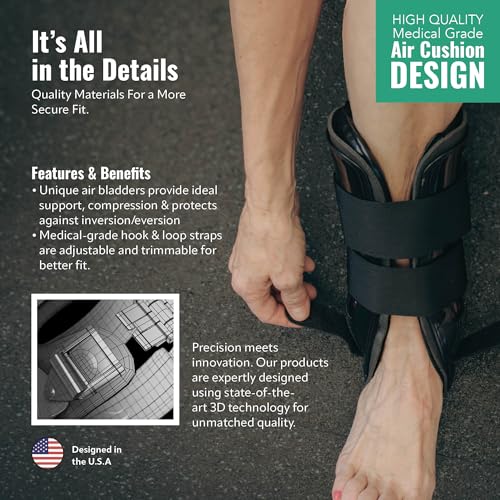 AnklePro Air Cushion Stirrup Ankle Brace, Ankle Support 3-Strap Stabilizers With Customizable Air Cushion and Foam Pads, Ankle Brace for Women and Men, Regular, White